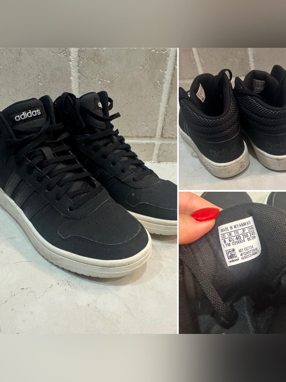 adidas Men’s Black & White High-Top Sneakers